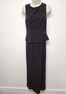 Vintage Scott McClintock Petite Millennium 2000 Black Beaded Maxi Dress, Size 6